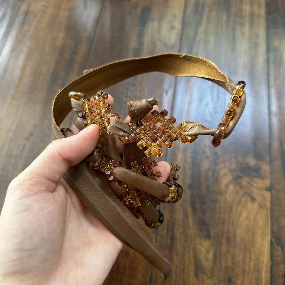 Vintage MCM Belt Womens Adjustable Gold Colorful Bohemian Beaded Artsy Boho